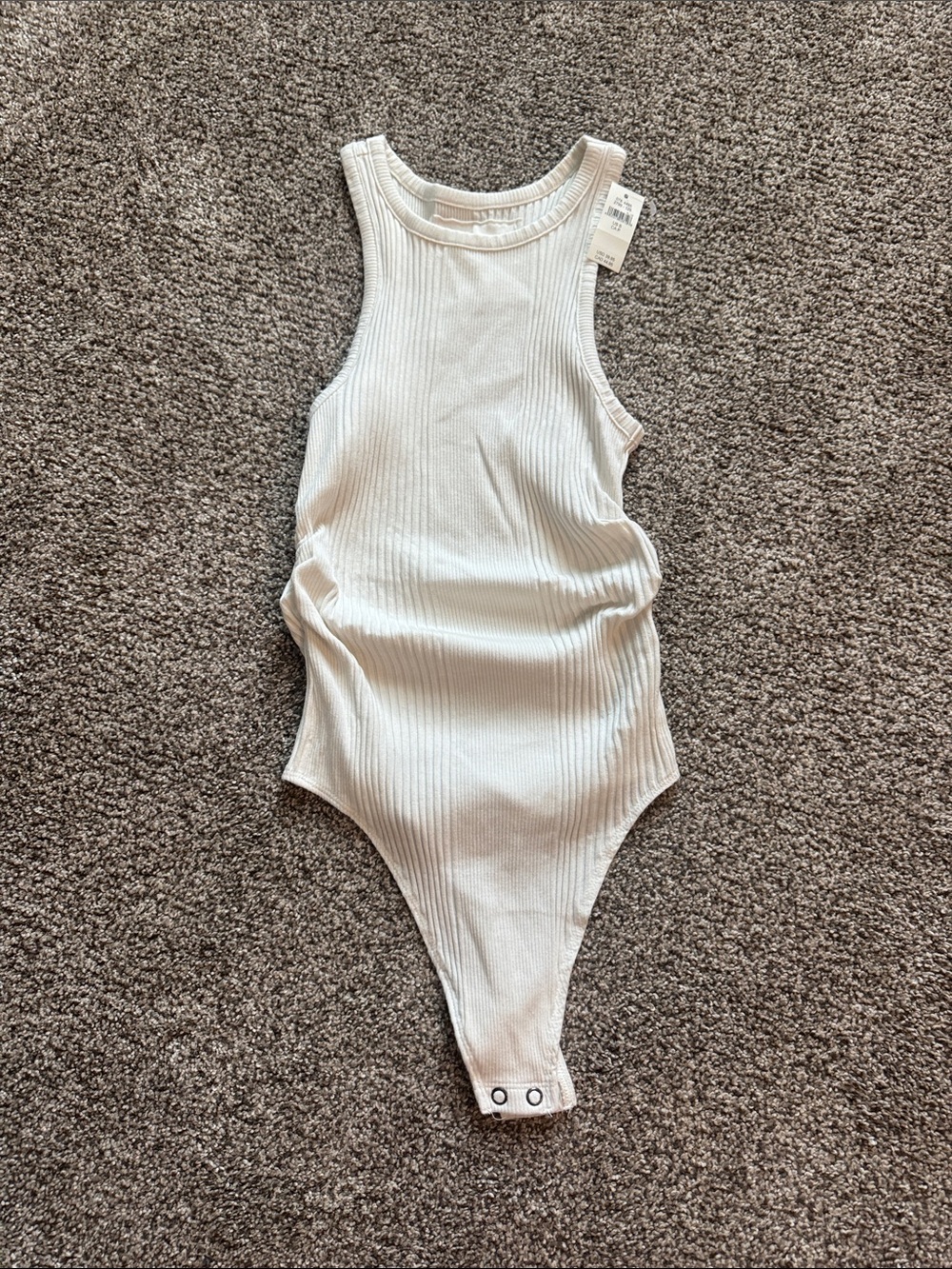 aerie Ribbed Tank Bodysuit in Ivory White